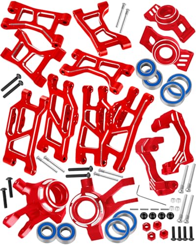 RC Upgrade Parts for Mini Slash 4X4,Mini Rally VXL Ford RS200(#108164-1#108046-1),RC Suspension Arms,C-Hubs Caster Blocks,Front Steering Block Knuckles,Rear Stub Axle Carriers,Red - color: Red(1set)
