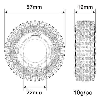 MEUS RACING 1.0 Tires - MS6 MPRO Pin Tires for TRX4M SCX24 FCX24 AX24 1/24 1/18 RC Crawler, 0.75/2.24/R1.0, #M1008 - size: M1008