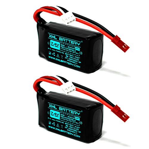 (2 Pack 7.4v 1100mAh Li-po A949 A959 RC Car Battery JST Red Connector A969 A979 K929 Wltoys 1/18 - color: A949 A959 A969 RC Car XML-7411RC-RC, size: 2 Pack