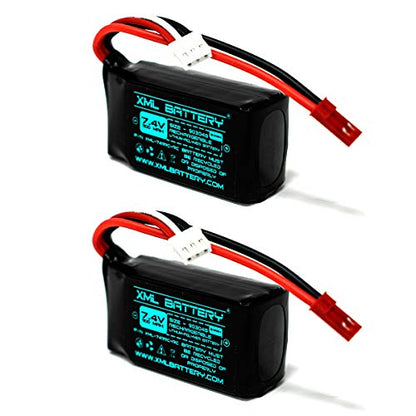 (2 Pack 7.4v 1100mAh Li-po A949 A959 RC Car Battery JST Red Connector A969 A979 K929 Wltoys 1/18 - color: A949 A959 A969 RC Car XML-7411RC-RC, size: 2 Pack
