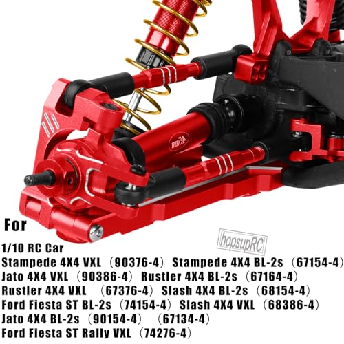 RC Upgrades Part for 1/10 Slash/Rustler/Stampede 4x4 VXL,Aluminum Caster Block,Steering Blocks,Rear Stub Axle Carriers,Steering Bellcranks Hop Ups,Red