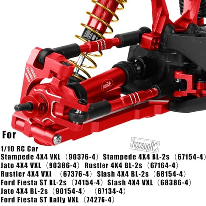 RC Upgrades Part for 1/10 Slash/Rustler/Stampede 4x4 VXL,Aluminum Caster Block,Steering Blocks,Rear Stub Axle Carriers,Steering Bellcranks Hop Ups,Red