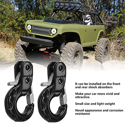 Tissting 2Pcs RC Trailer Hook with Chain Aluminum Alloy Iron Simulation Climbing Car Tow Hook for 1/10 Scale Crawler Truck SCX10 D90 D110 TF2 Climbing Car RC Car Accessory(Black) - color: Black