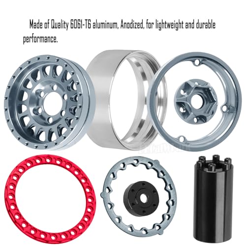 RC 1.9 Dually Beadlock Wheels Rims w/Adjustable Offset for 1/10 TRX4 TRX6 SCX10 SCX10 II 90046 SCX10 III AXI03007 SCX10 Pro Gen7/8 D90 VS4-10 MST CFX RC Crawler Car,4Pcs Alloy Rim,Titanium - color: Titanium - (Wheels Rims)