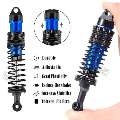 Full Aluminum Big Bore RC Shocks Absorber Damper Upgrades Part for 1/10 Slash/Stampede/Rustler/Bandit VXL 4X4 2WD,Front Rear Assembled Full Metal Shocks,4PCS Navy Blue - color: Navy Blue/4pcs