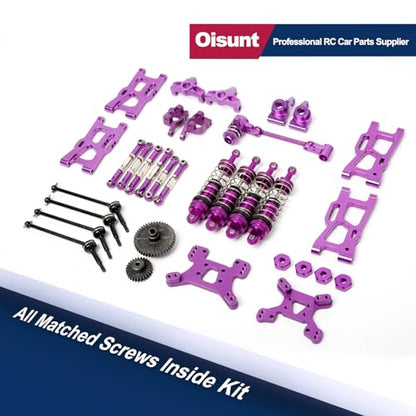 Metal Replacement Part Kit for WLtoys 1/14th, 1/12th RC Car Upgrades, Spare Aluminium Accessory Set with Screws (Purple) - color: Purple