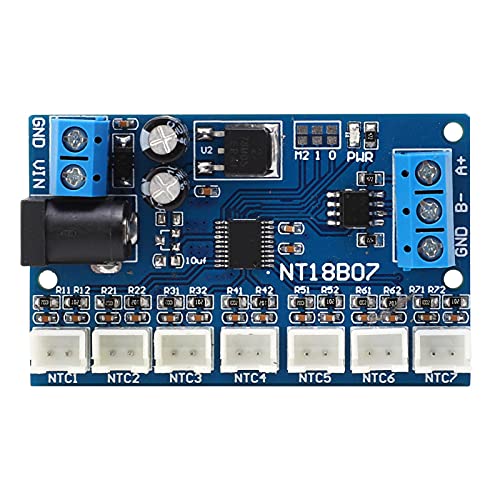 RS485 Temperature Sensor Module, Industrial Grade 7 Channel Temperature Measurement Board with Wide Voltage Range 6?24V for PLC Systems and Automation Control