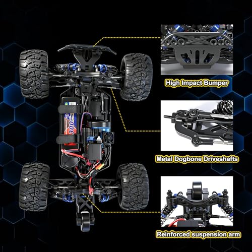 1/10 Brushless RC Truck, 4WD Fast Remote Control Car for Adults with 3S 5000mAh Battery, 2-Speed Transmission & CNC Metal Gears, All-Terrain Waterproof Heavy-Duty Off-Road Monster Truck RTR