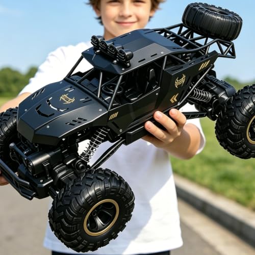 Jumplanma RC Truck for Boys Remote Control Car 1:12 Off Road Monster Trucks Metal Shell All Terrains Hobby RC Cars with LED Headlights Gifts Toys for Adults Kids 8-12 Years Old