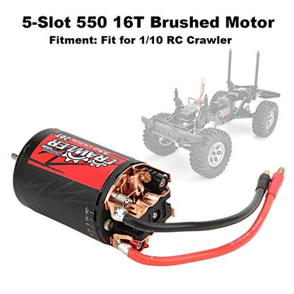 Dilwe RC Brushed Motor, 5-Slot 550 0.50 Wire 20T Brushed Motor RC Motor Part Compatible with 1/10 RC Crawler