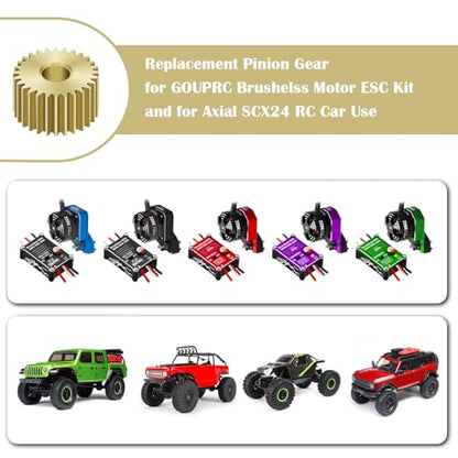 GOUPRC Copper Transmission Gear Pinion Replacement 4pcs Set for 2204 2400KV Brushless Motor & ESC Combo Kit for Axial SCX24 Upgrade 1/24 RC Crawler Car