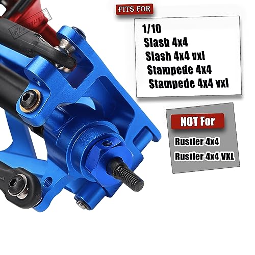 RC Upgrades Part for 1/10 Slash Stampede 4x4 (VXL),Alloy Front Rear Suspension Arm,Driveshaft,Caster Block,Steering Blocks,Rear Stub Axle Carriers,Shock Tower Set,Hex Hub Adapters,Navy Blue - color: Navy Blue(with Cvd)