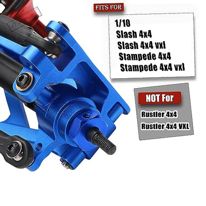 RC Upgrades Part for 1/10 Slash Stampede 4x4 (VXL),Alloy Front Rear Suspension Arm,Driveshaft,Caster Block,Steering Blocks,Rear Stub Axle Carriers,Shock Tower Set,Hex Hub Adapters,Navy Blue - color: Navy Blue(with Cvd)