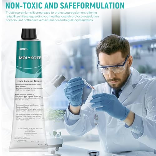 Molykote High Vacuum Silicone Grease Tube - 5.3 oz, High Lubrication & Waterproof for O-Rings, Plug Valves, & Sealing Rubber/Plastic Components, Low Volatility