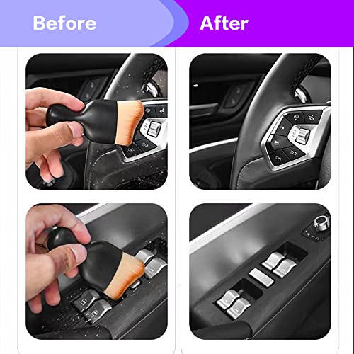 AOCISKA Car Interior Detailing Brush,Soft Bristle Cleaning Brush Car Detailing Brush Dusting Brush,Car Interior Cleaning Tool,Auto Detail Brush Car Dash Duster Brush (Black&Purple with Cap) - color: Black&purple With Cap