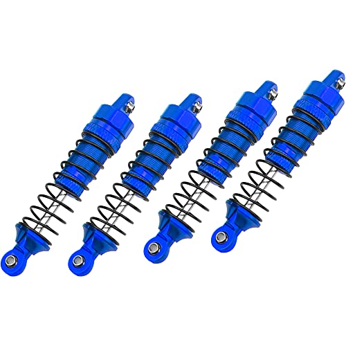 Aluminum Front & Rear Shocks Absorber Dampers Suspension Shocks #7660 7665 Compatible with Traxxas 1/18 LaTrax Teton Desert Prerunner RC Car (Blue) - color: Blue