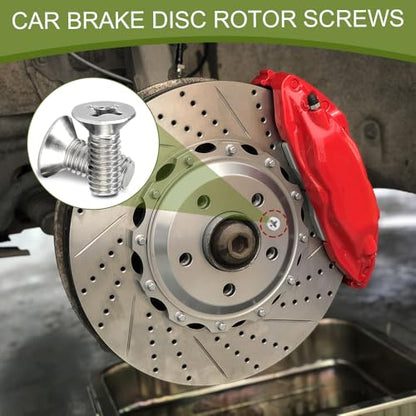Stainless Steel Brake Disc Rotor Screws, Brake Rotor Bolt, 16PCS | 93600-06014-0H Car Hardware Bolts Screw Kit, Retaining Screws for Front and Rear, Car Accessories, Fit Most Cars