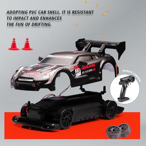 1:24 Scale RC Drift Car,4WD 2.4GHz High Speed Racing Hobby Sport Toy Car Vehicle with LED Lights,Racing and Drift Wheels for Adult Boys Girls Kids Gift (8601-Black) - color: 8601-black