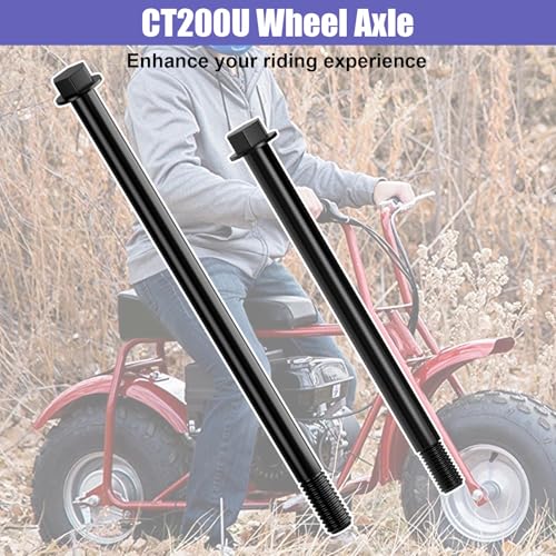 CT200U 196cc 14mm 325mm Mini Bike Rear Axle Kit + 225mm Front Axle | 14mm Rear and Front Axle Kit Compatible with Coleman CT200U Minibike 196CC 200CC 6.5HP Engine Parts 15mm Chain Adjuster - color: black