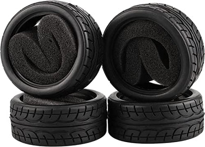 8pcs 1/10 on Road Soft Tires Tyres Fit for RC 1:10 Touring On Road Car Wheels Rim Black - style: 8PCS