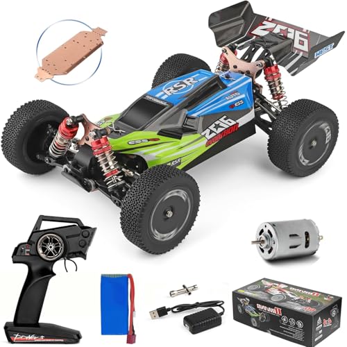 GoolRC WLtoys 144001 RC Car, 4WD 2.4GHz 60km/h High Speed Remote Control Car Off-Road RC Trucks, 1:14 Scale RC Buggy with RTR Aluminum Alloy Chassis 550 Motor Gifts for Adults - color: Green