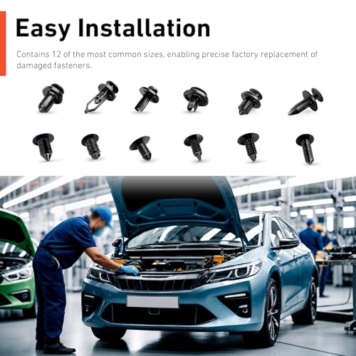 240 PCS Bumper Retainer Clips, Multiple Sizes Car Fender Fastener Rivets, Push Sturdy Material Auto Body Door Panel Trim Panel Fender Retainer Set, Universal for Car, SUV, Truck (Black)