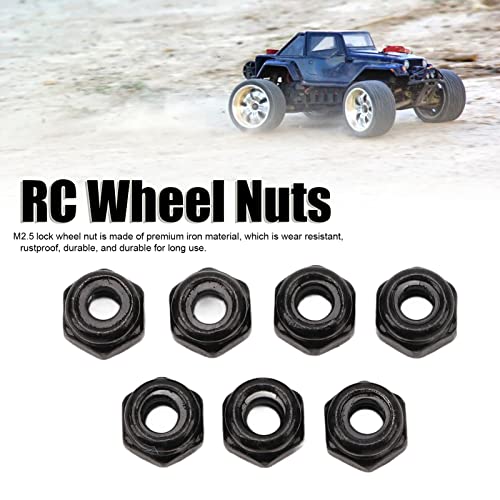 40Pcs RC Wheel Lock Nut Iron M2.5 Hex Accessory Set Kit for 1/18 Climbing Car - and (Black)