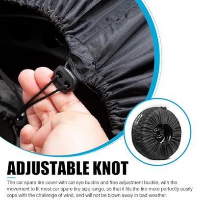Spare Tire Cover, 26" Sunproof and Anti-Aging Protector for All Seasons, Full Coverage Portable Foldable Tire Storage Accessory with Carrying Handle and Tool Bag, for Most Cars (Black #S)