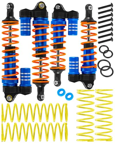 RC Aluminum Front Rear Big Bore RC Shock Absorber Upgrades Part for 1/10 Slash,Stampede,Rustler,Hoss 2WD 4X4 VXL,Alloy 4PCS RC Shocks w/Golden spring,Navy Blue - color: Navy Blue- (RC Shocks)