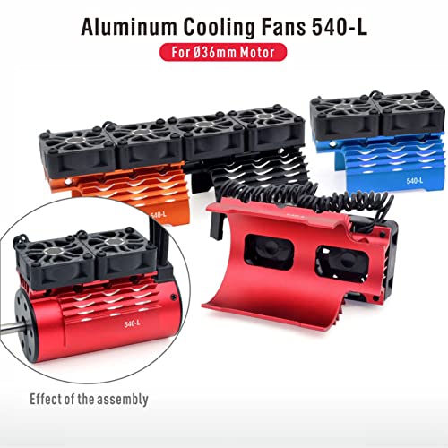 RC Motor Fan Cooling Heatsink, 8.4V 36mm Dual Cooling Fans RC Motor Heatsink Cover 28000RPM for Replacement (Black)