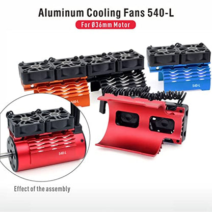 RC Motor Fan Cooling Heatsink, 8.4V 36mm Dual Cooling Fans RC Motor Heatsink Cover 28000RPM for Replacement (Black)