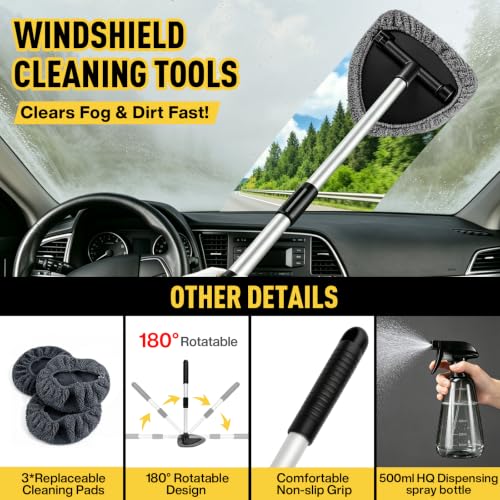 41Pcs Car Detailing Kit Interior with Drill Brush, Folding Bucket & Tote | Cleaning Set for Interior & Wheel Care, Portable, Fits Cars, Trucks & Motorcycles, Ideal for Diy Car Detailing, Yellow - size: 41Pcs