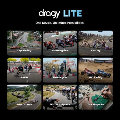 All-New dragy Lite — Ultra-Light GPS Lap Timer for RC Cars & FPV Drones | High-Precision 25Hz GPS Module with UART/Compass Output | RaceChrono Compatible | 6.5H Battery Life