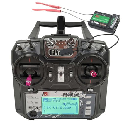 FS-i6X Transmitter and FS-iA10B 10-CH Receiver for RC Models Flysky | 10 Channels 2.4GHz Flysky AFHDS2A | for FPV Quadrotor, Fixed Wing, Car and Boat (Mode 2 Left Hand)