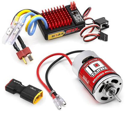Brushed Power Combo 550 10T Motor 60/320A ESC BEC 6V/2A Splash-Proof for 1/10 RC Car Truck Buggy Short Course Slash ARRMA Granite Senton Axial Redcat HSP HPI Wltoys Kyosho,High-Speed Car