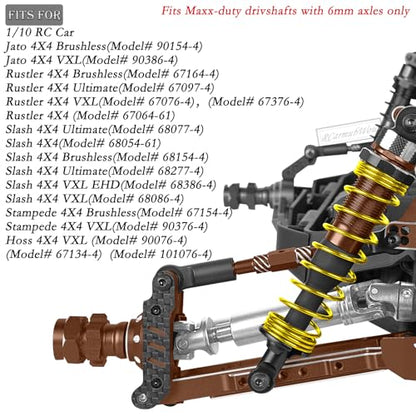 RC Suspension Arms & Mounts,Caster Blocks,Steering Block,Stub Axle Carriers,Turnbuckles Upgrades Part for 1/10 Slash/Rustler/Stampede/Jat0 4x4(VXL),Hoss 4x4 VXL,Bronze - color: Bronze(1set)