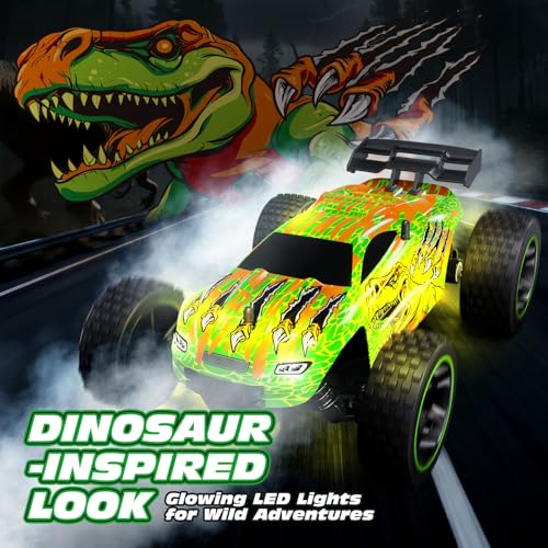 Tecnock RC Cars for Kids, 1:18 Scale 2WD RC Car with USB-C Easy Charging, 2.4GHz Remote Control Car with LED Lights & 50 Mins Playtime, Toys Gifts for Boys & Girls Ages 8-12 - color: Light Green