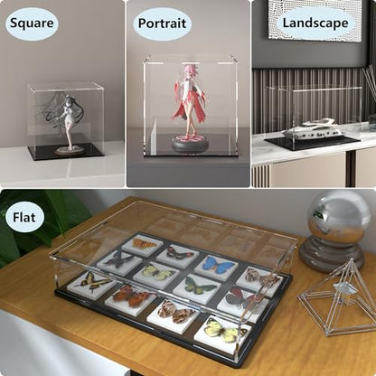 Acrylic Display Case for Collectibles and Toys, Versatile Clear Acrylic Display Box with Black Base for Action Figures and Souvenirs, 6-inch - size: 6"L x 6"W x 6"H