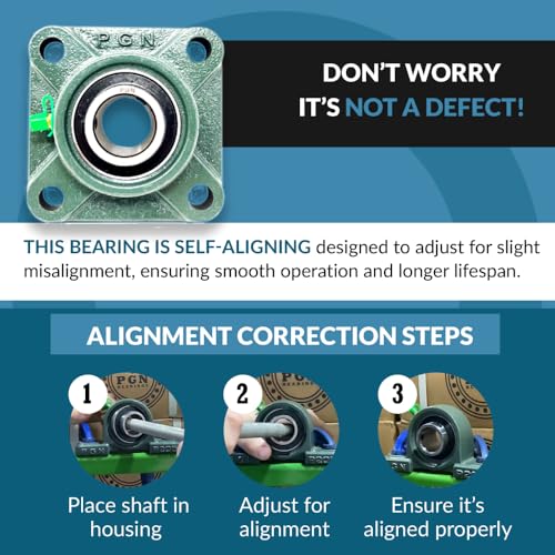 PGN UCF202-10 (4 Pack) Square Flange Bearing 5/8" Bore - size: 4, style: UCF202-10