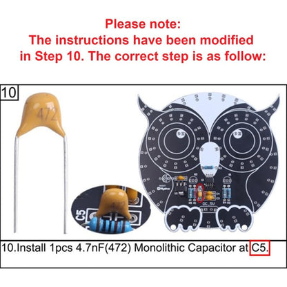 Touch Control LED Owl Soldering Kit, ICSTATION Owl Light Soldering Learning Kit With 3 Light Modes Brightness Adjustment Soldering Project for Adults College Students Solder Education