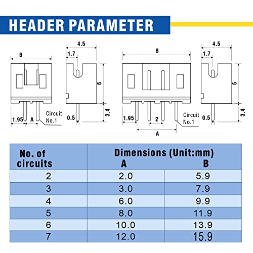 1480pcs 2.0mm Connector Kit, Compatible with JST-PH, Includes 2/3/4/5/6/7 Pin Housing Adapter Cable Connector Socket Male and and Female with Female Pin Crimping Dip - size: PH2.0 1480PCS