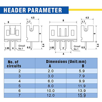 1480pcs 2.0mm Connector Kit, Compatible with JST-PH, Includes 2/3/4/5/6/7 Pin Housing Adapter Cable Connector Socket Male and and Female with Female Pin Crimping Dip - size: PH2.0 1480PCS