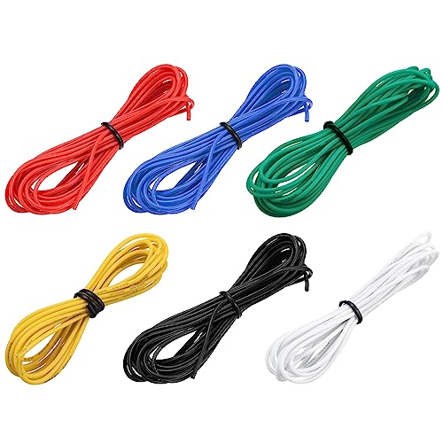MECCANIXITY 26 Gauge Wire Silicone Wire 26AWG Electrical Wire Stranded Wire Tinned Copper Wire High Temp Hookup Wire 6 Color 1.5m/4.92ft for Car Model Electric Appliances 6pcs - size: 26AWG, 4.92ft