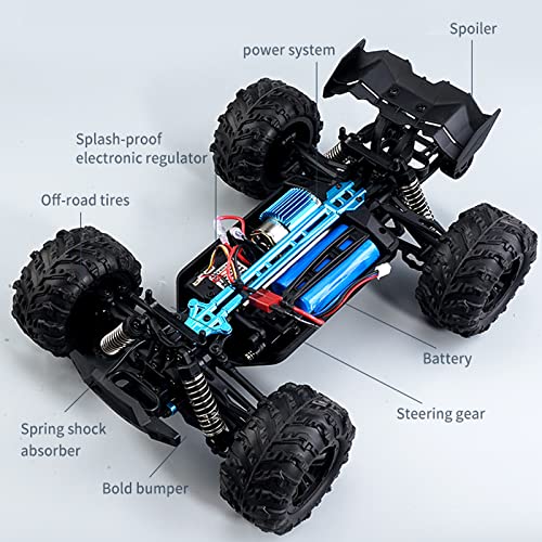 X-Verse 16101 1/16 Fast RC Cars for Adults, Max 38 mph Carbon Brush Motor Remote Control Car All Terrain RC Truggy Waterproof Off Road Truck - 3 Battery(Purple)