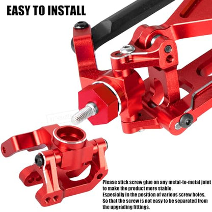 RC Alloy Aluminium Caster Block C Hub & Steering Blocks & Rear Stub Axle Carriers Upgrades Part for 1/10 GORGON 2WD RTR BRUSHED MONSTER TRUCK(ARA3230T1),Red - color: Red(1set)