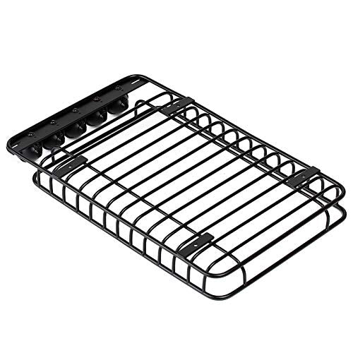 INJORA RC 1/10 Metal Roof Rack Luggage with 5 LED Set for 1/10 RC Crawler Car TRX-4 Axial SCX10 90046 SCX10 III AXI03007（Black）