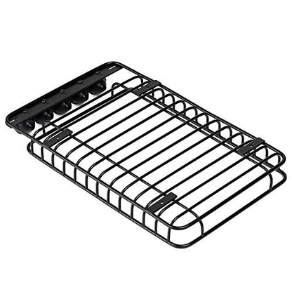 INJORA RC 1/10 Metal Roof Rack Luggage with 5 LED Set for 1/10 RC Crawler Car TRX-4 Axial SCX10 90046 SCX10 III AXI03007（Black）