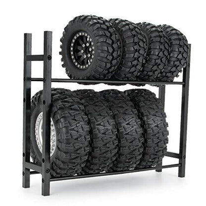 RC Car Alloy Tire Rack/ Wheel Rack for 1.9'' 2.2" Tire Wheel Rim SCX10 D90 CC01 TRX4 RC Crawler (Black) - color: Black