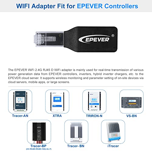 EPEVER WiFi Adapter Accessorry for MPPT Solar Charge Controller APP Remote Monitor (EPEVER-WiFi-2.4G-RJ45-D) - style: EPEVER (WiFi 2.4G RJ45 D)
