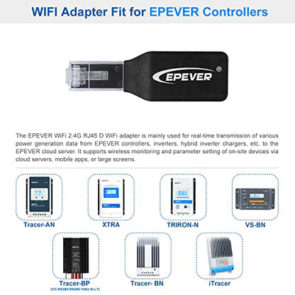 EPEVER WiFi Adapter Accessorry for MPPT Solar Charge Controller APP Remote Monitor (EPEVER-WiFi-2.4G-RJ45-D) - style: EPEVER (WiFi 2.4G RJ45 D)